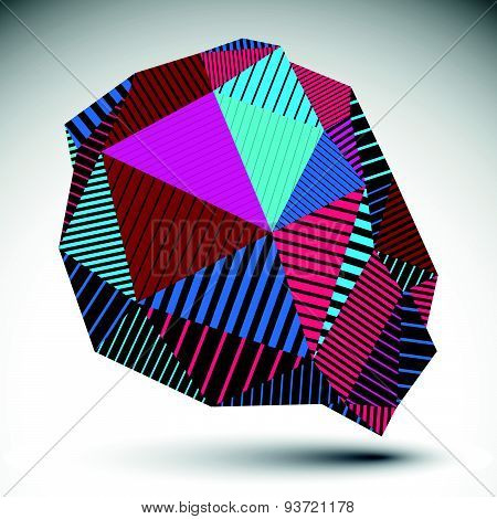 Multifaceted asymmetric contrast figure with parallel lines. Striped colorful misshapen abstract vec