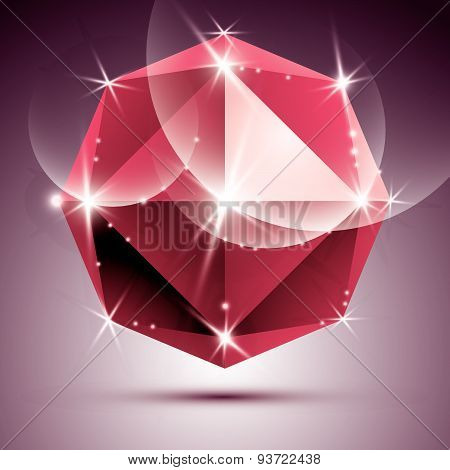 Vector stylish illustration, shiny ruby effect, eps10. Celebration 3D red glossy ball.