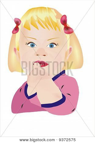 彼女の口の中で彼女の指を置くの女の子