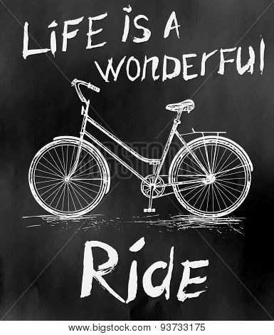 Old vintage poster with bike for retro design.
