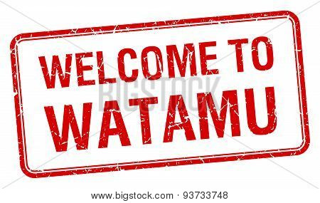 Welcome To Watamu Red Grunge Square Stamp