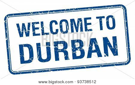 Welcome To Durban Blue Grunge Square Stamp