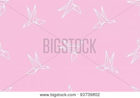 Japanese Paper Origami Bird Seamless Pattern