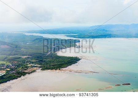 Shallow Waters Of An Estuary And Wetlands, From The Air