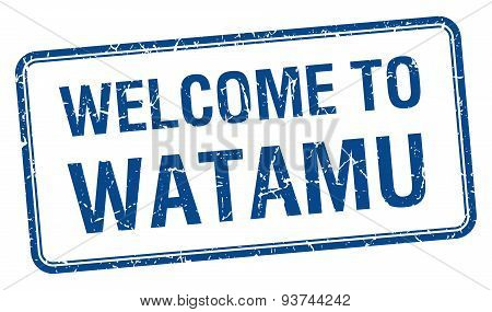 Welcome To Watamu Blue Grunge Square Stamp