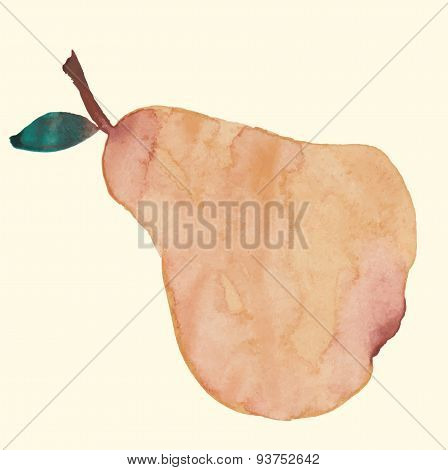 Hand Watercolor Illustration Of A Pear Fruit