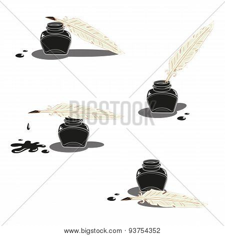 Inkwell And Pen Vector