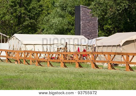 Ancient Roman Camp With A Catapult
