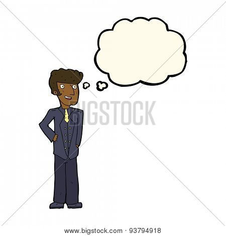 cartoon upperclass man with thought bubble