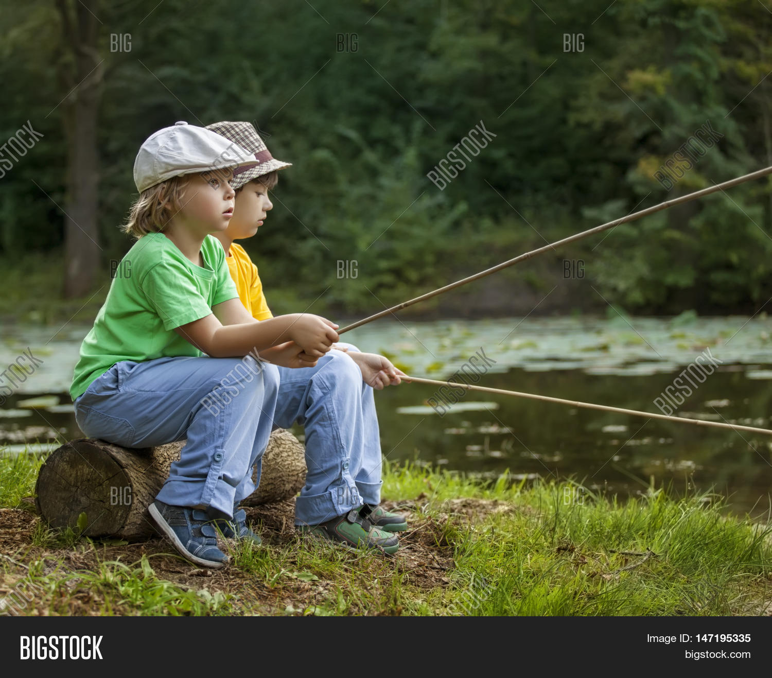 Happy Boys Go Fishing Image & Photo (Free Trial) Bigstock