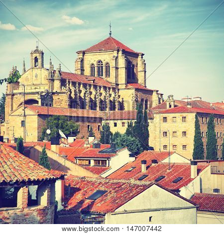 Convent of St. Stephen (San Esteban) in Salamanca, Spain. Instagram style filtered image