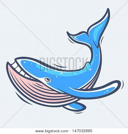 Blue whale underwater sea life vector illustration