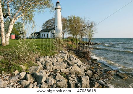 Pointe aux Barques Lighthouse, built in 1848, Lake Huron, Michigan, USA