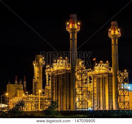 Power plant Working At Night, at Thailand