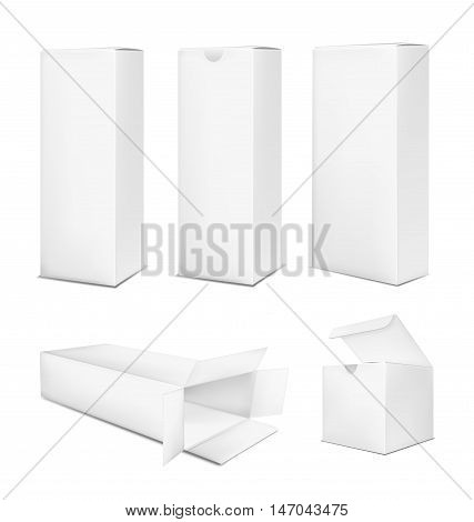 Blank paper box on white background. Big set.