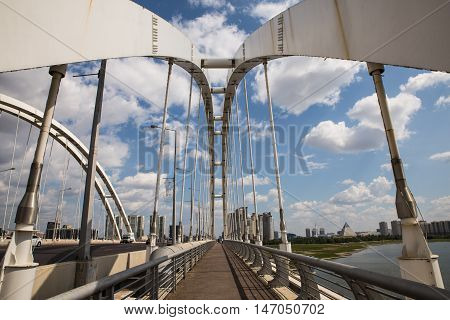 Astana, Kazakhstan 27 08 2016 Arkar bridge in summertime