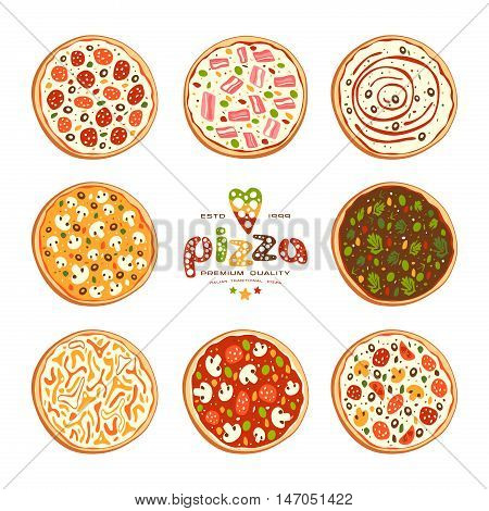 Stock Vector Illustration Of Pizza Varieties
