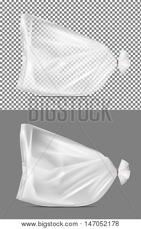 Transparent blank foil or paper packaging. Sachet for bread coffee sweets cookies and gift.