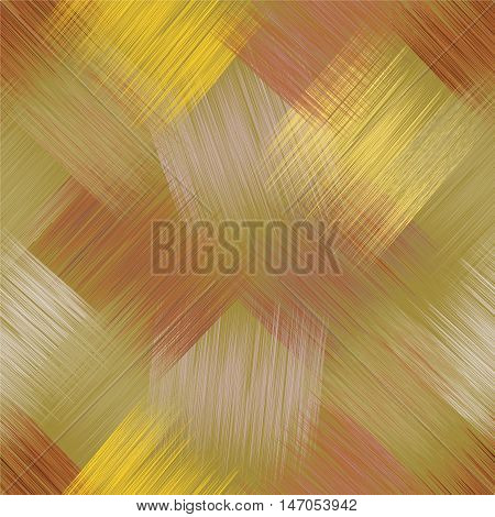 Diagonal seamless pattern with grunge striped square elements in green brown yellowbeige colors for web design
