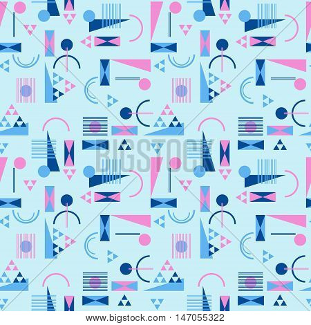 Seamless geometric pattern in retro 80s style Background