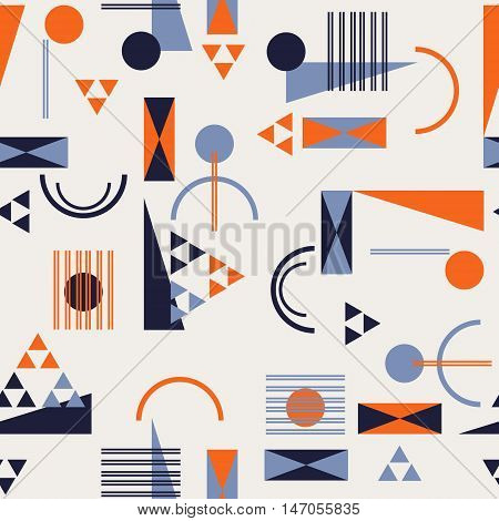 Seamless geometric pattern in retro 80s style Background
