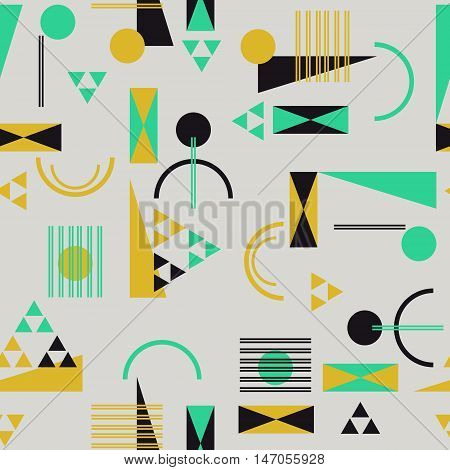 Seamless geometric pattern in retro 80s style Background