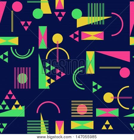 Seamless geometric pattern in retro 80s style Background