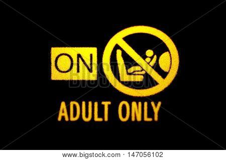 Passenger airbag on warning sign
