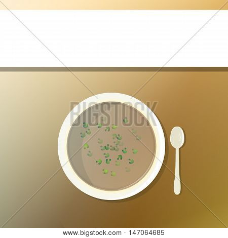 top view. soup plate. Vegan natural soup concept, no meat