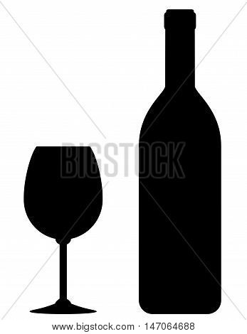 Black Wine Bottle And Glass