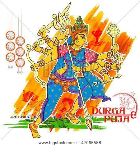 illustration of goddess Durga in Subho Bijoya (Happy Dussehra) background