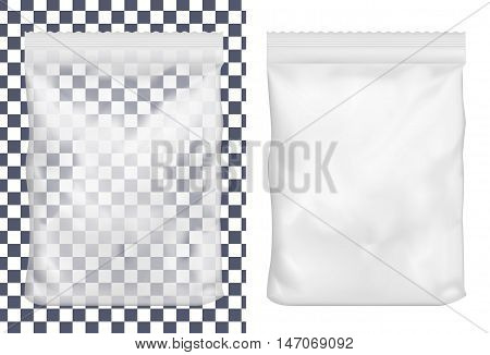 Transparent plastic or paper washing powder packaging. Sachet for bread coffee sweets cookies and gift.