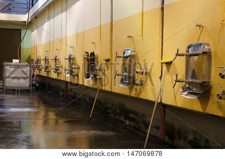 Fermentation in stainless steel vessels in Bulgarian winery