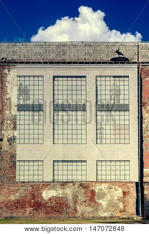 Landscape view of a brick wall
Trampantojo in old factory.