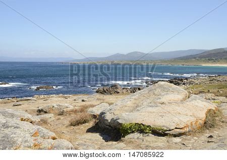 Lonely wild beach in Corrubedo Galicia Spain