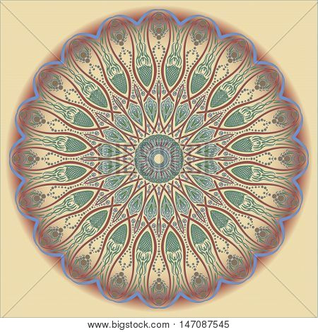 Ornamental mandala arabic round pattern brown shade