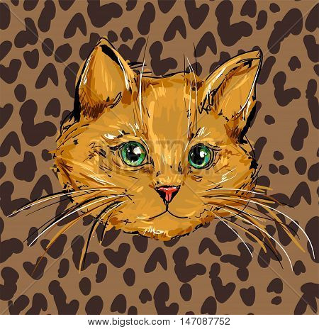cat illustration, cute cat sketch vector illustration