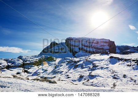 The ski with a view on Dolomiti mountains Madonna di Campiglio Italy