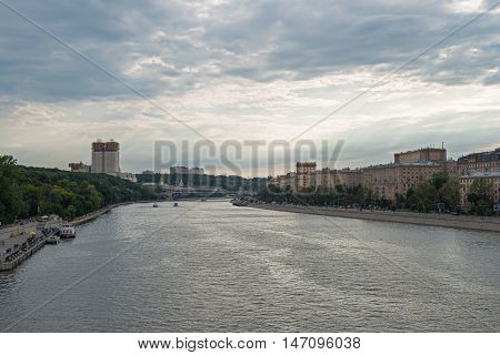 Moscow river embankment in autumn. Moscow. Russia.
