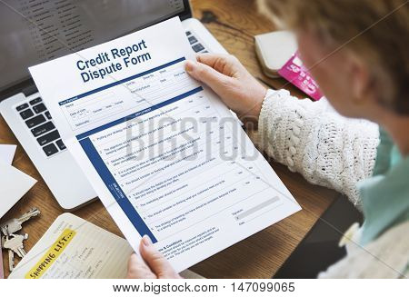 Credit Report Dispute Form Insurance Concept