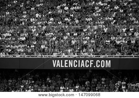 VALENCIA, SPAIN - SEPTEMBER 11th: Valencia supporters during Spanish League match between Valencia CF and Real Betis at Mestalla Stadium on September 11, 2016 in Valencia, Spain