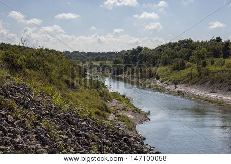 Newly released stream from of water at Granger lake.
