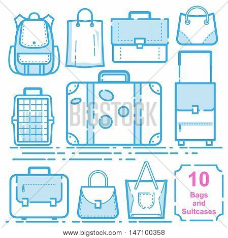 Bags and suitcases set vector illustration eps