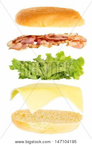 open sandwich floating sandwich ham and cheese sandwich with lettuce