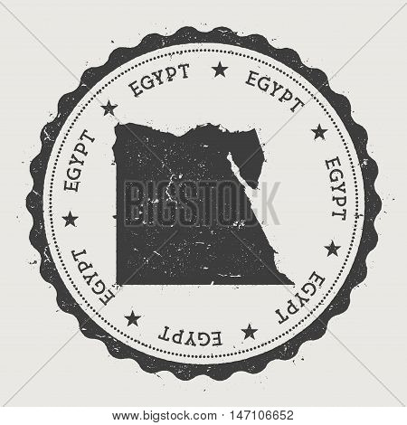 Egypt Hipster Round Rubber Stamp With Country Map. Vintage Passport Stamp With Circular Text And Sta