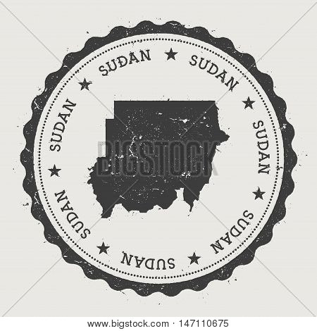 Sudan Hipster Round Rubber Stamp With Country Map. Vintage Passport Stamp With Circular Text And Sta