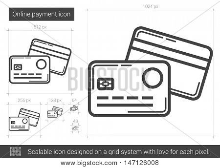 Online payment vector line icon isolated on white background. Online payment line icon for infographic, website or app. Scalable icon designed on a grid system.