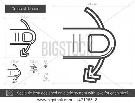 Cross-slide vector line icon isolated on white background. Cross-slide line icon for infographic, website or app. Scalable icon designed on a grid system.