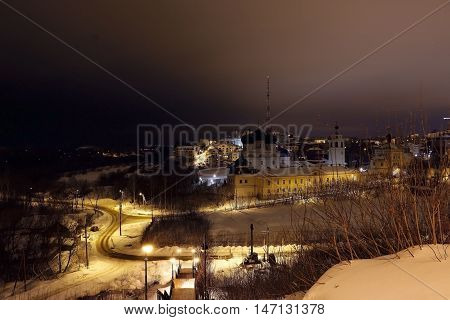 Night And White Chirch In The City