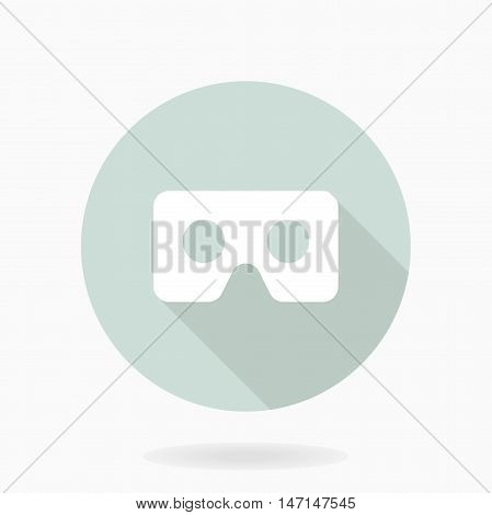 Fine vector light blue and white icon with VR logo in circle. Flat design with long shadow